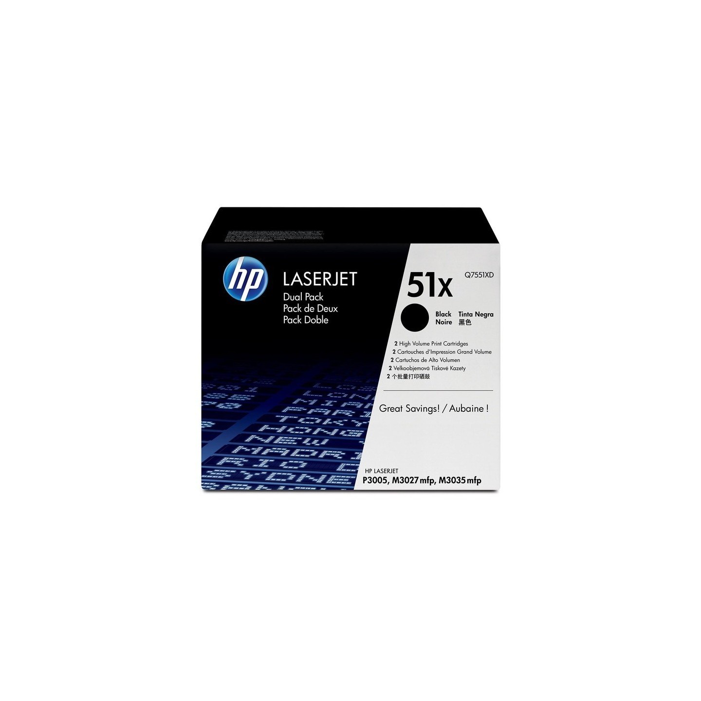 Pack de 2 Toners HP Haute capacité pour LaserJet  P3005 / M3027 / M3035 (51X), Toner Express : achat en ligne de Pack de 2 Toner