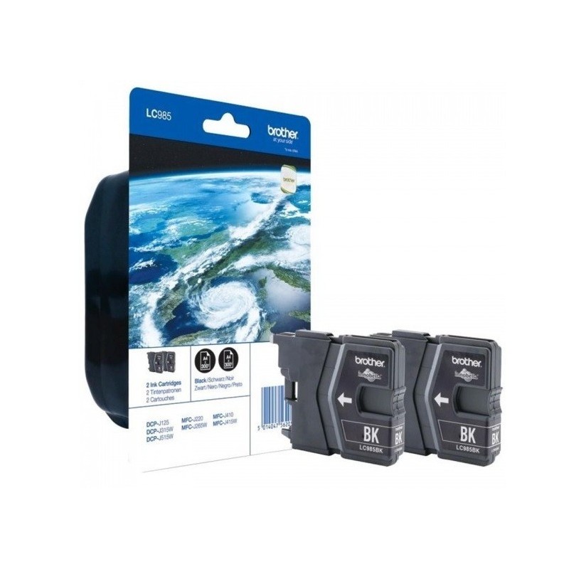 Pack 2 Cartouches noire Brother pour DCP-J315W / MFC-J220 ... (LC985BKBP2)