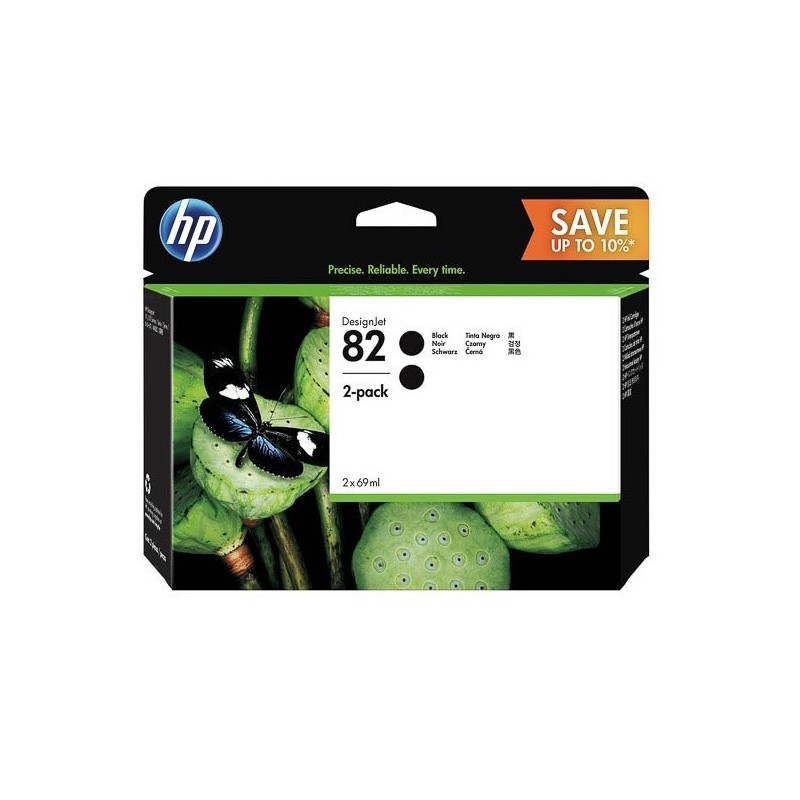Pack 2 cartouches d'encre Noire HP pour Designjet 510+... (N°82)