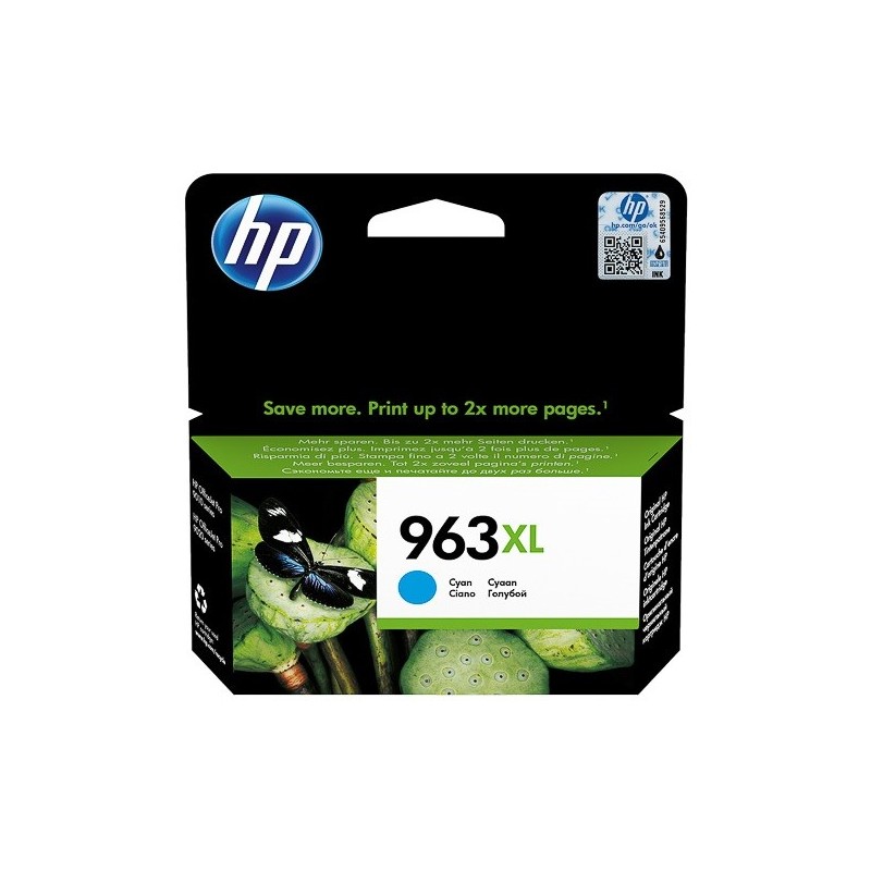 Cartouche jet d'encre Cyan Haute capacité HP pour Office Jet Pro 9010 / 9020 ....(N°963XL)