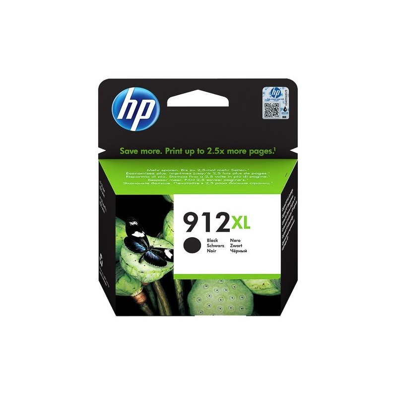 Cartouche jet d'encre Noir haute capacité HP pour Office Jet Pro 8012 / 8022 ....(N°912XL)