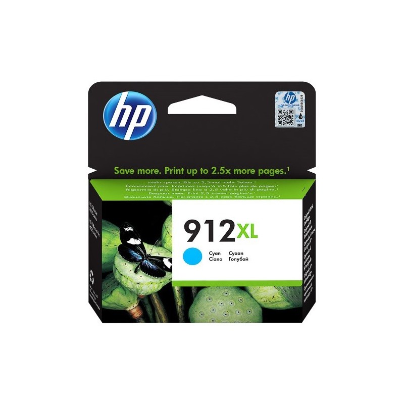Cartouche jet d'encre Cyan haute capacité HP pour Office Jet Pro 8012 / 8022 ....(N°912XL)