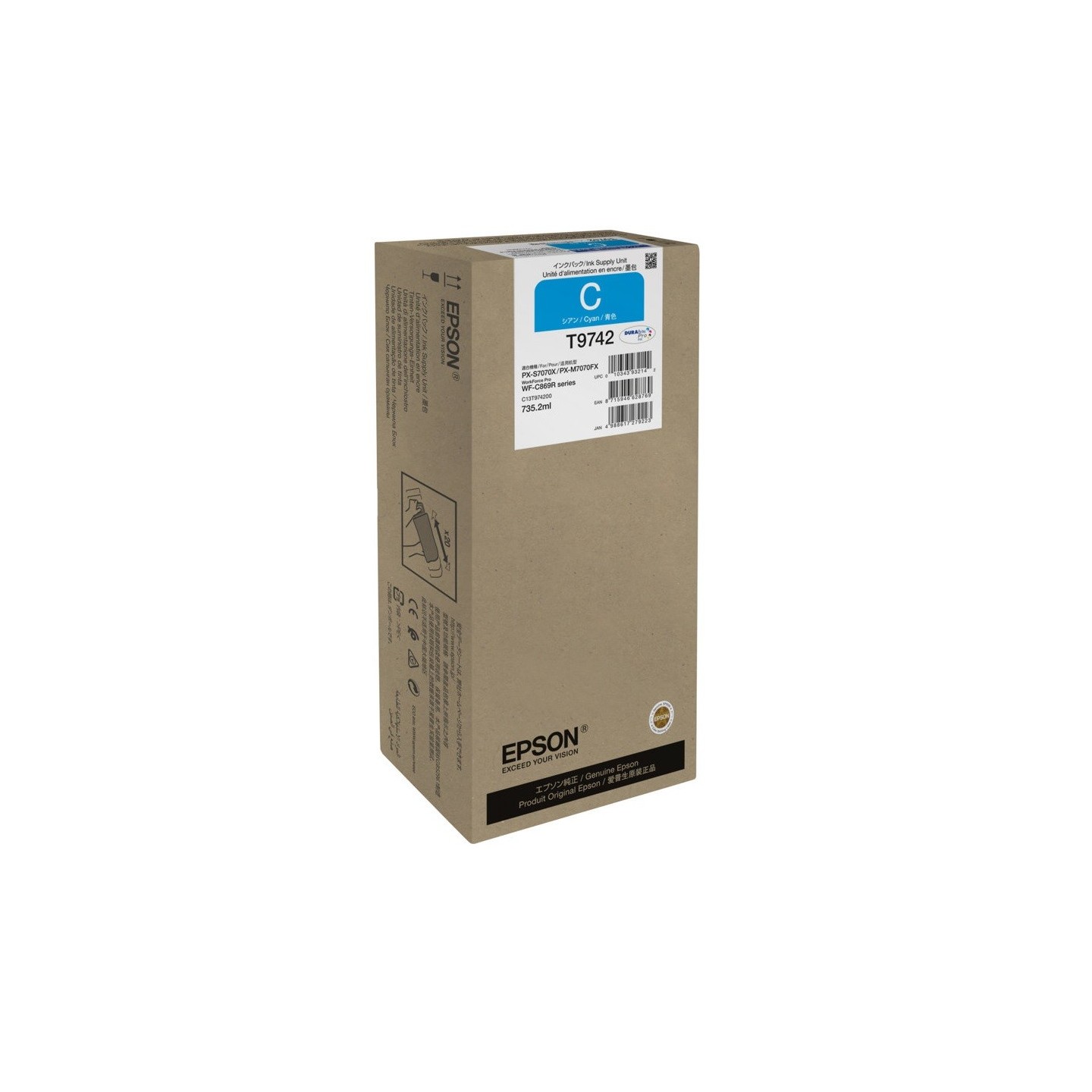 Cartouche d'encre Cyan (XXL) - Epson pour Workforce Pro WF-C869RDTW... (T9742)