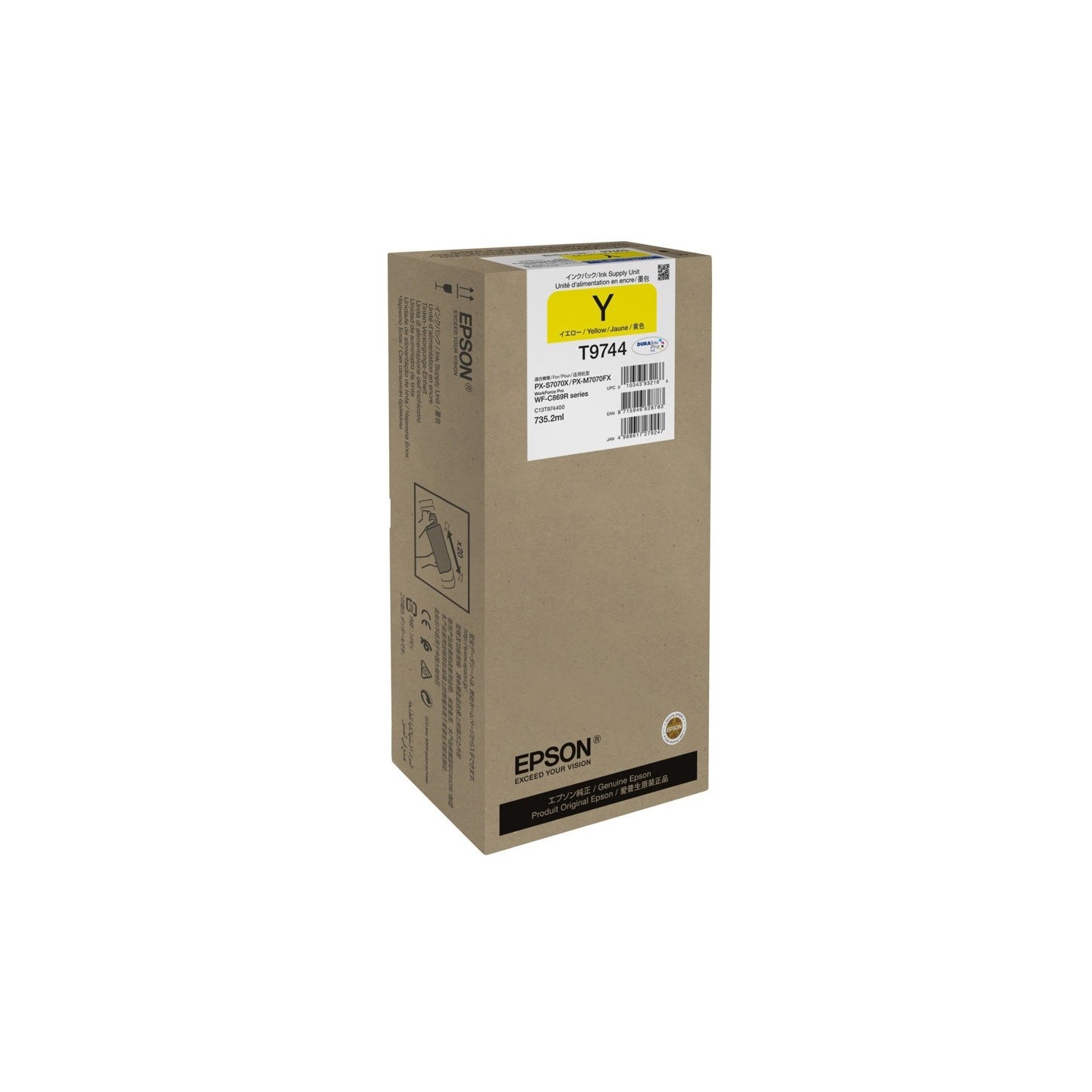 Cartouche d'encre Jaune (XXL) - Epson pour Workforce Pro WF-C869RDTW... (T9744)