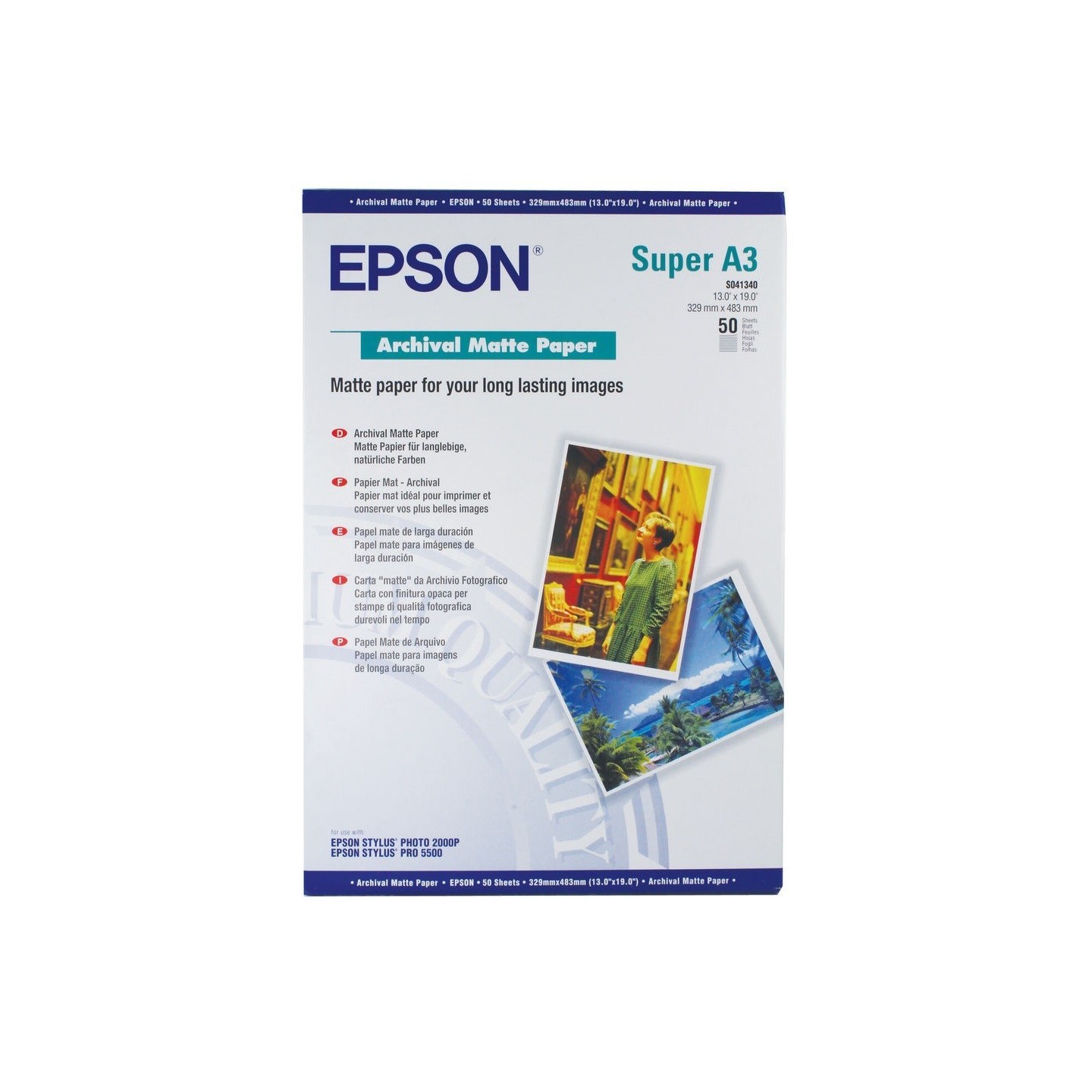 50 feuilles Papier Photo EPSON A3+ - 189 gr - Finition Matte
