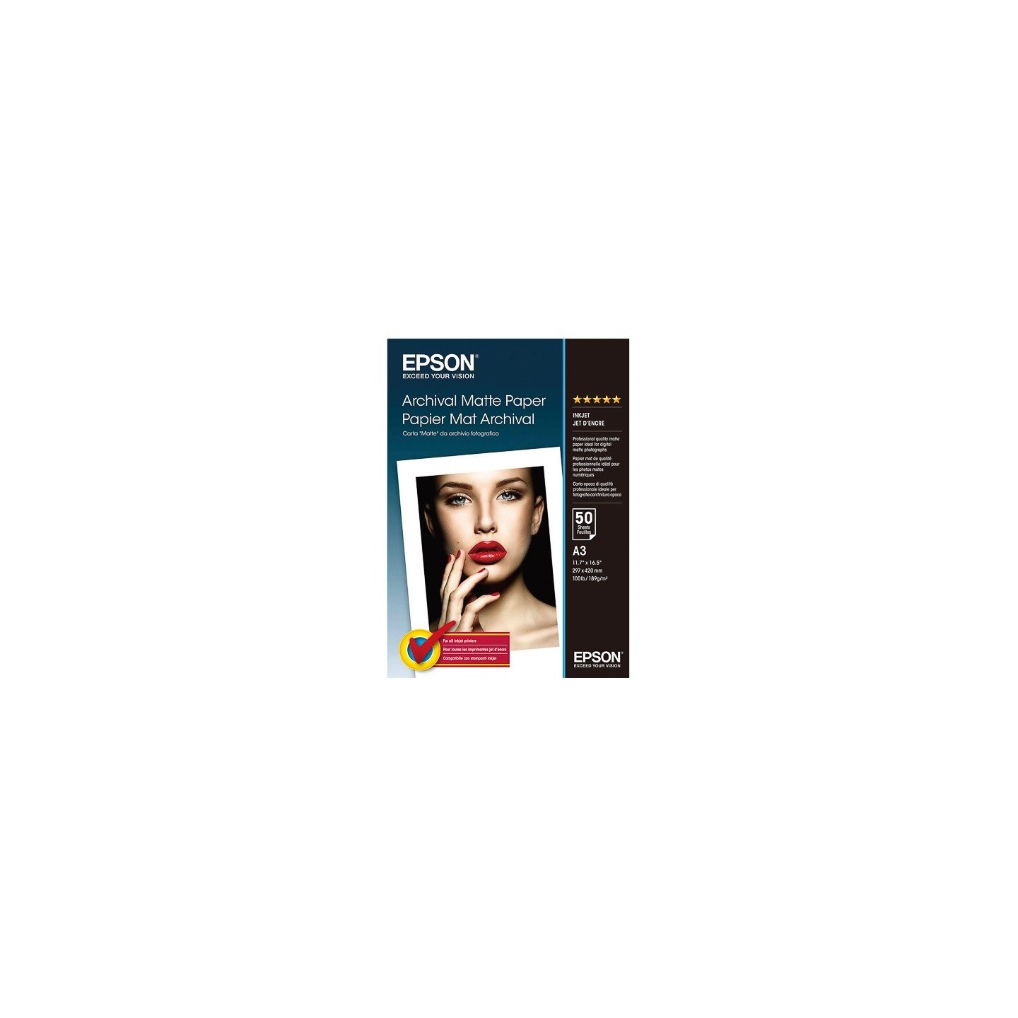 50 feuilles Papier Photo EPSON A3 - 189 gr - Finition Matte