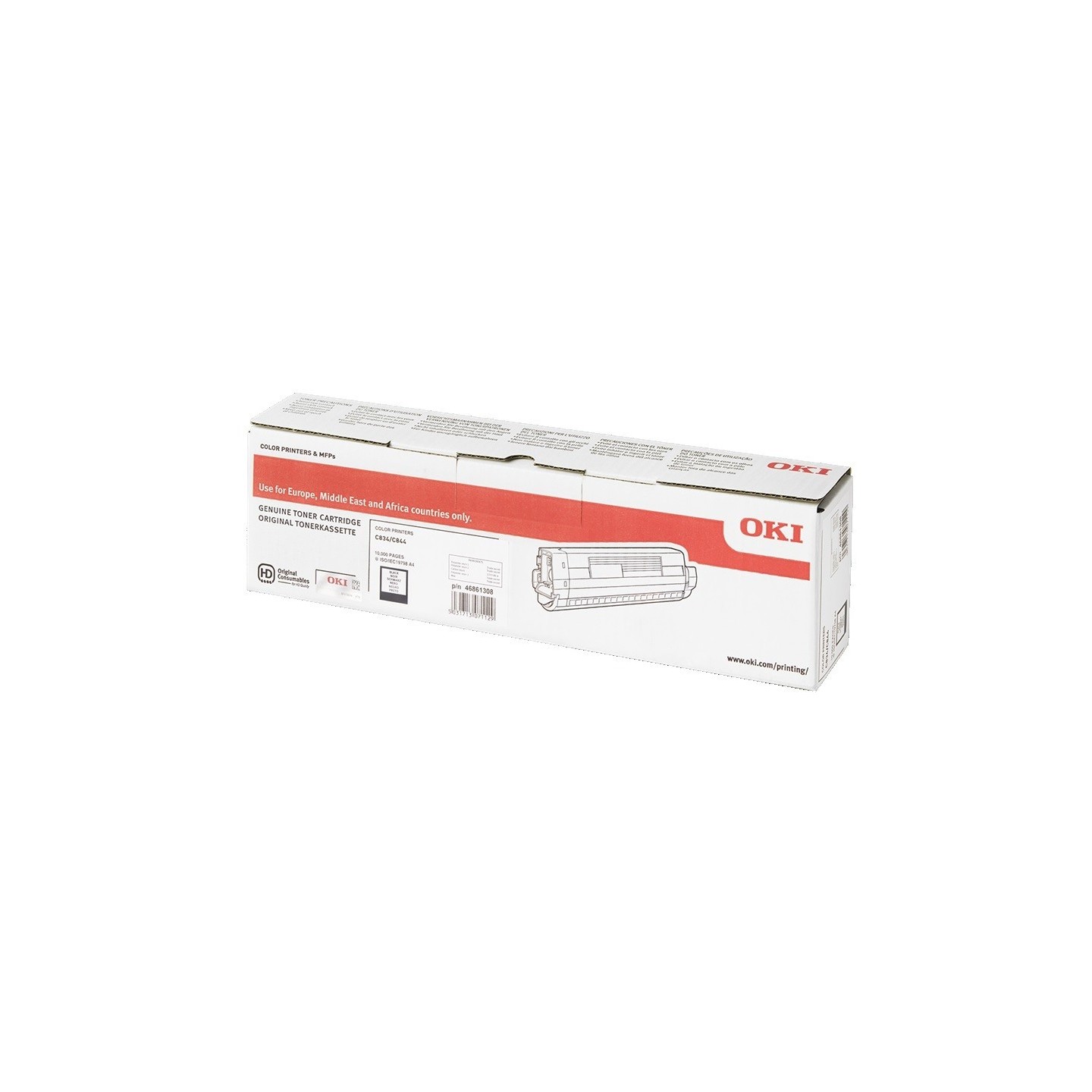 Toner Noir haute capacité Oki original pour C834 / C844 (10 000 pages)