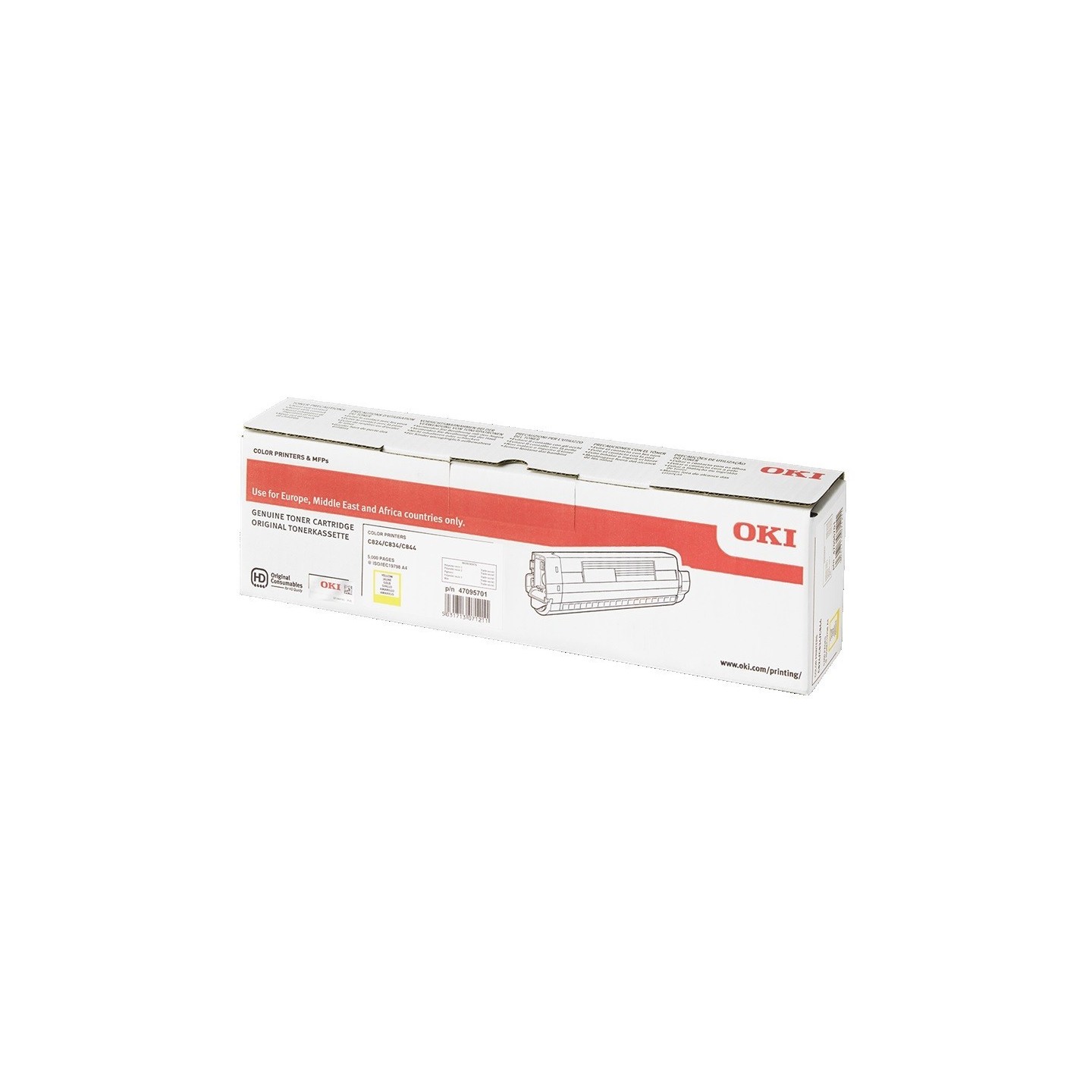 Toner Jaune Oki original pour C824 / C834 / C844 (5 000 pages)