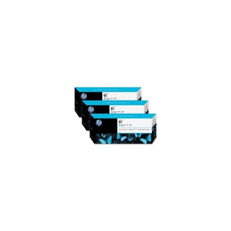 Pack 3 Cartouches cyan clair HP pour designjet Z6100 (N°91), Toner Express : achat en ligne de Pack 3 Cartouches cyan clair HP p