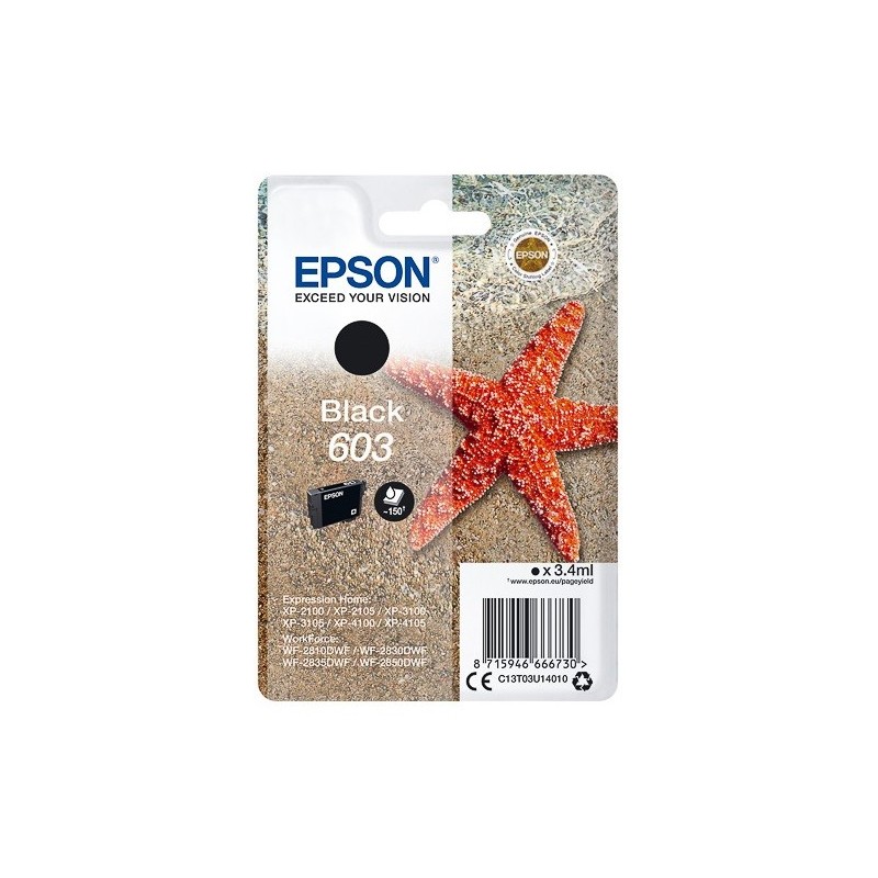 Cartouche d'encre noire Epson pour WorkForce WF-2830dwf ... (n°603) - 150 pages.