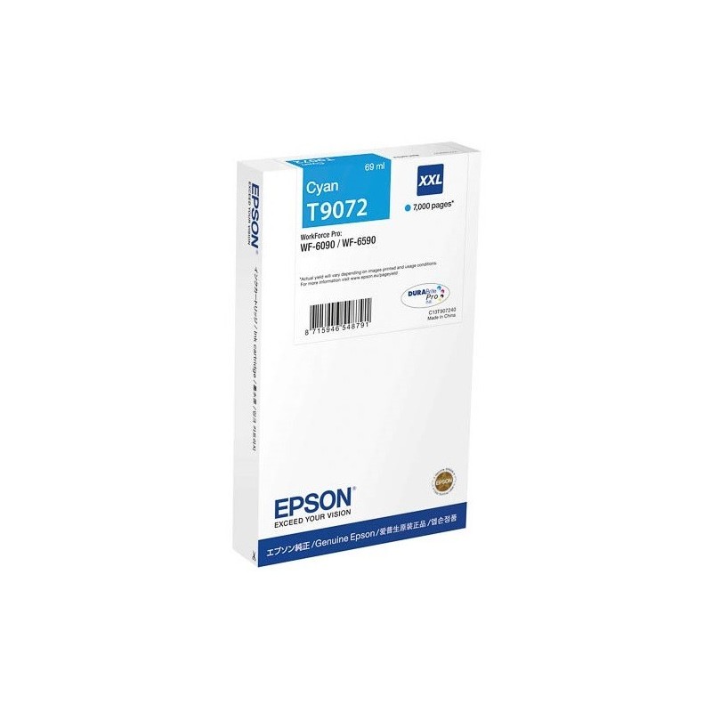Cartouche Cyan XXL Epson Tres Haute Capacité pour WorkForce pro WF 6590 / WF 6090 (T9072), Toner Express : achat en ligne de Car