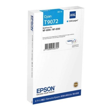 Cartouche Cyan XXL Epson Tres Haute Capacité pour WorkForce pro WF 6590 / WF 6090 (T9072), Toner Express : achat en ligne de Car