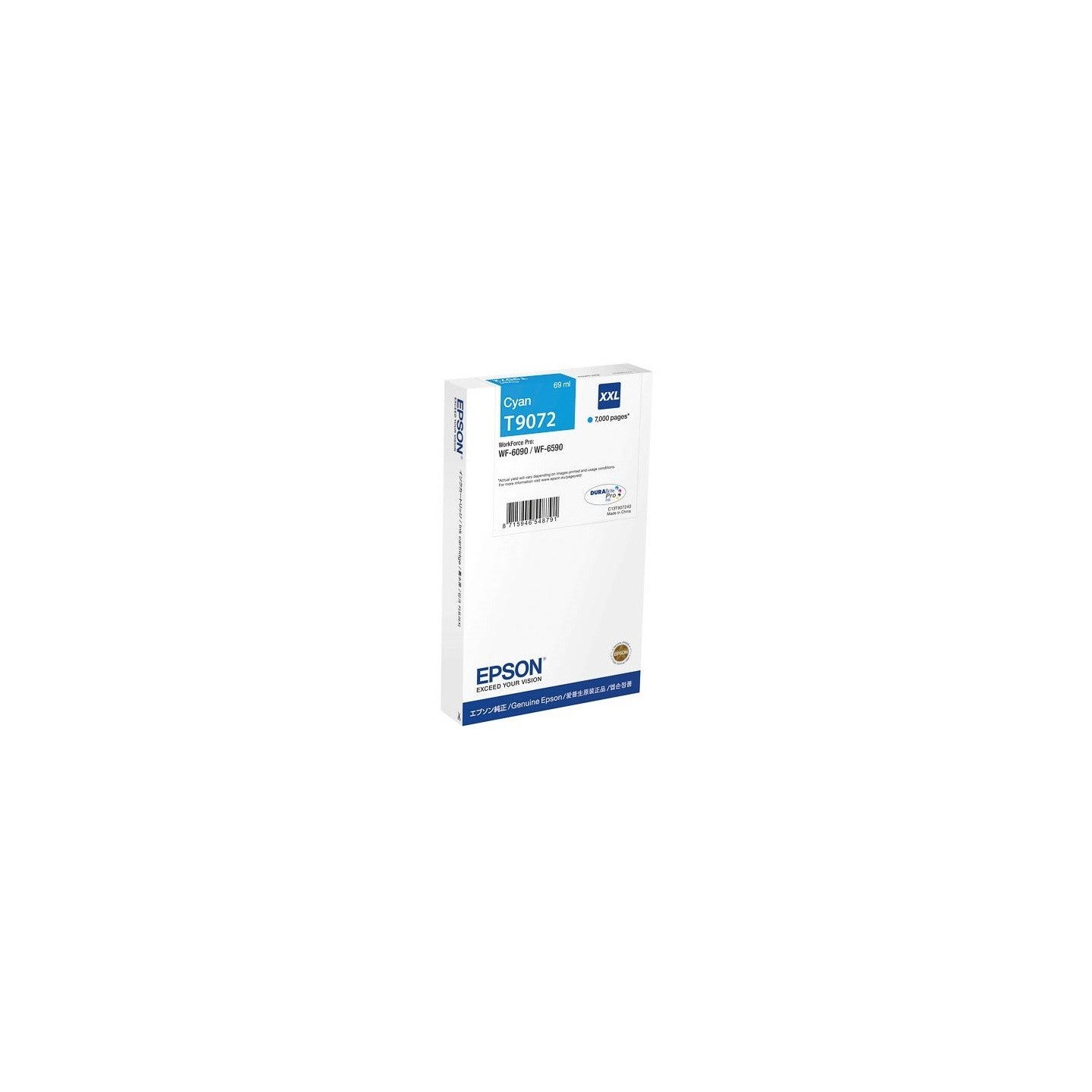 Cartouche Cyan XXL Epson Tres Haute Capacité pour WorkForce pro WF 6590 / WF 6090 (T9072), Toner Express : achat en ligne de Car