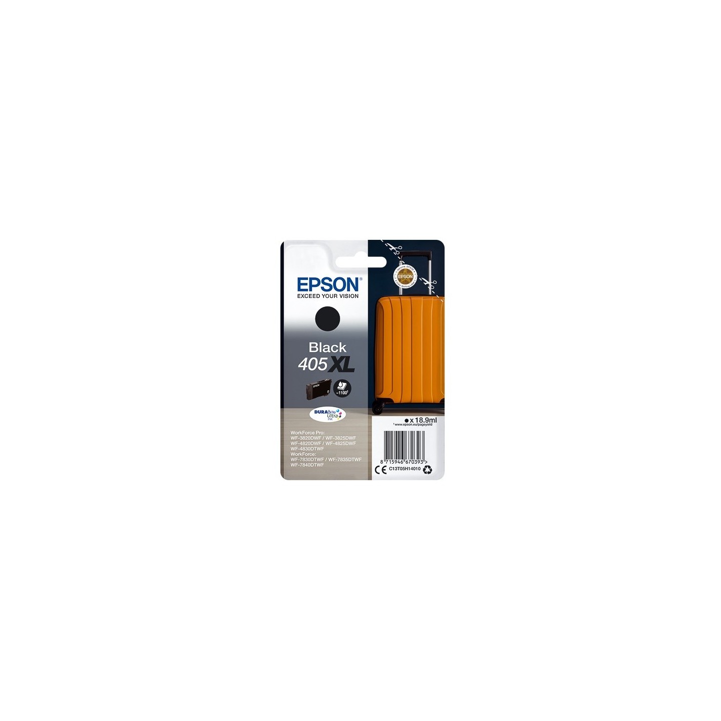 Cartouche d'encre noire Haute Capacité Epson pour WorkForce Pro WF-3820dwf, ... (405)