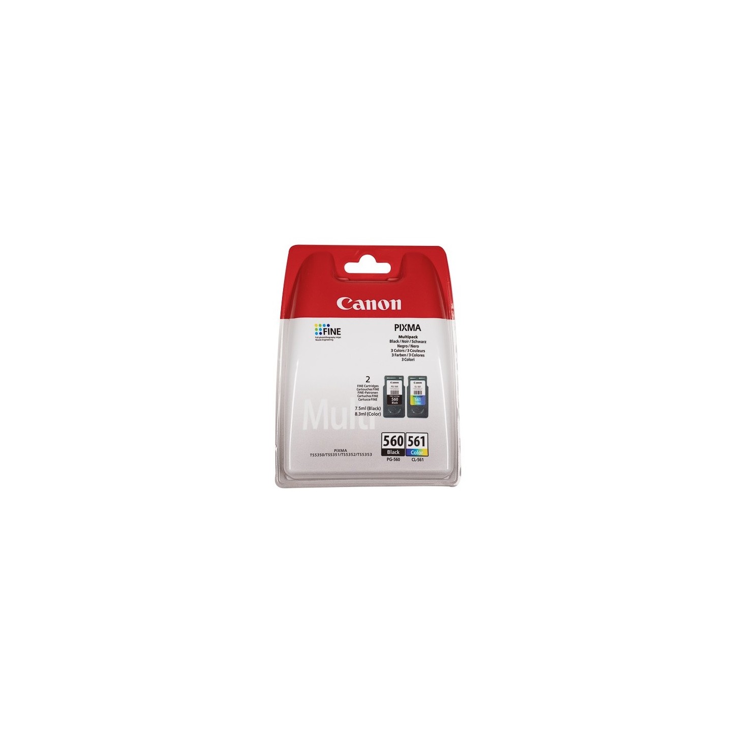Pack de 2 Cartouches d'encre Noir et Couleur (PG-560 + CL-561) Canon pour Pixma TS5350, ...