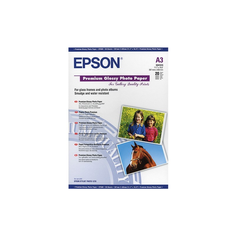 20 feuilles de papier photo brillant Epson A3  (255 gr)