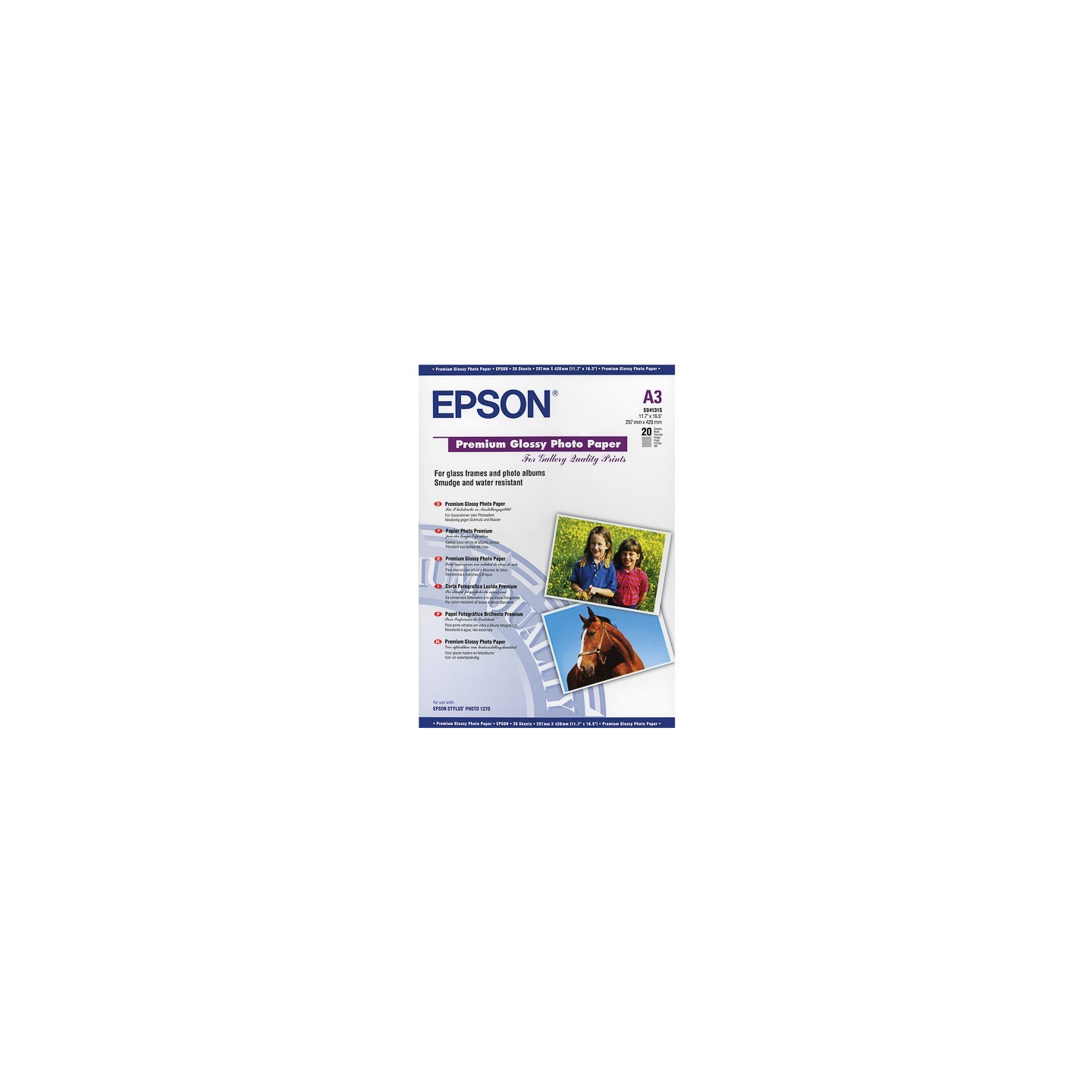 20 feuilles de papier photo brillant Epson A3  (255 gr)