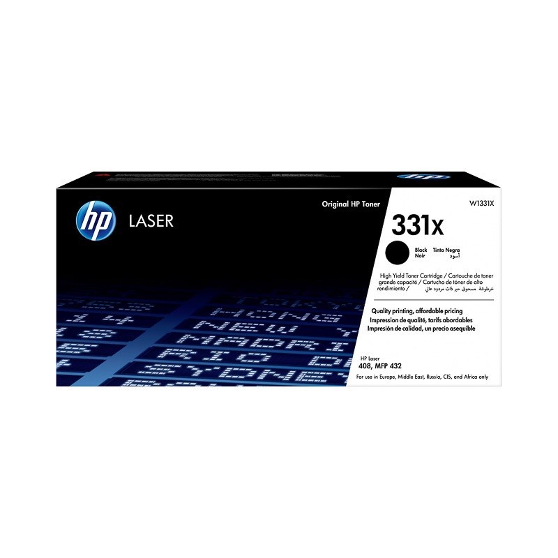 Cartouche toner noir haute capacité HP pour Laser M408dn, MFP 432fdn (331X)
