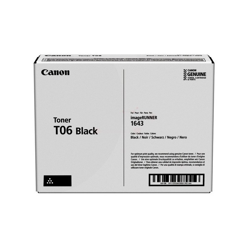 Cartouche Toner Noir CANON pour ImageRunner 1643iF, 1643P (T06)