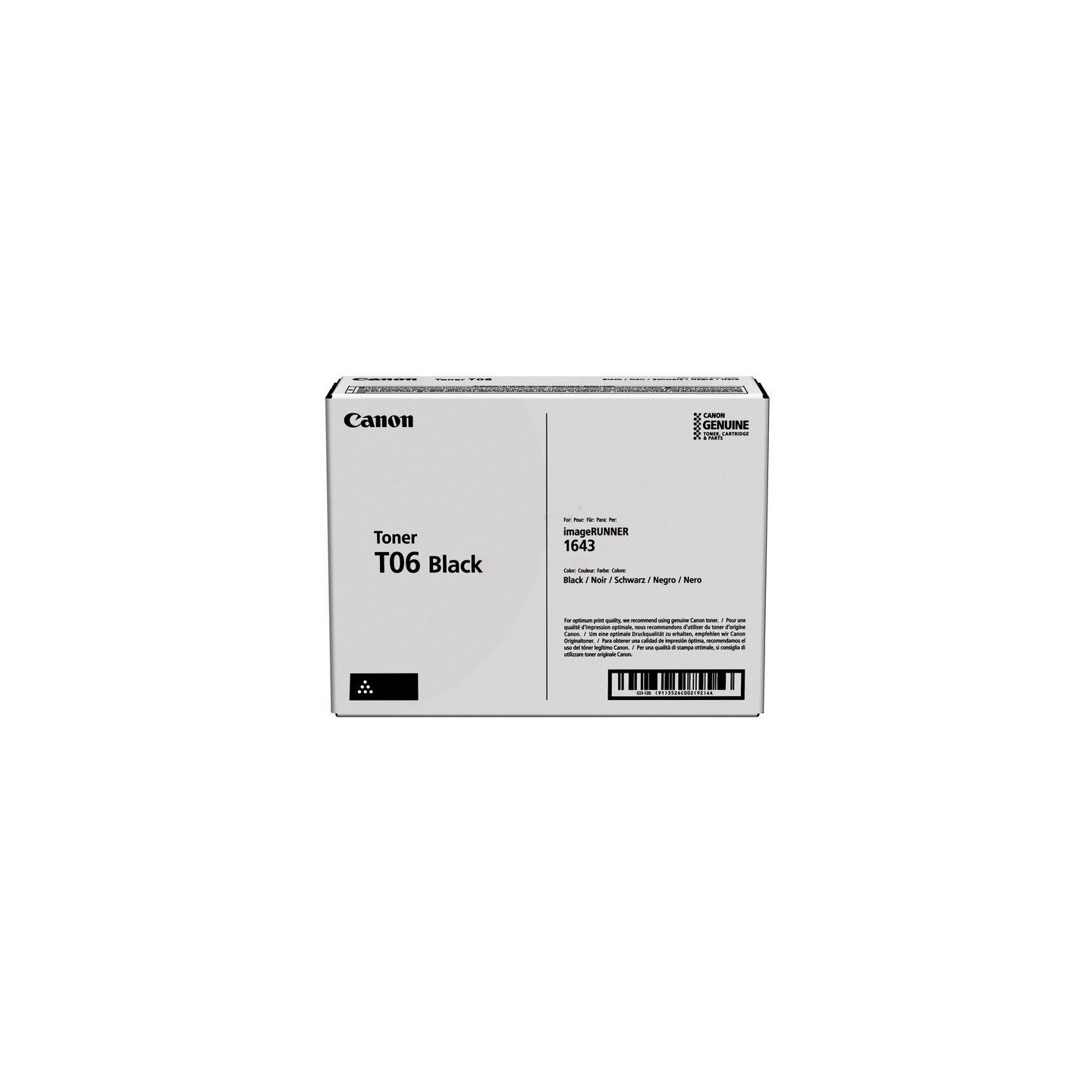 Cartouche Toner Noir CANON pour ImageRunner 1643iF, 1643P (T06)