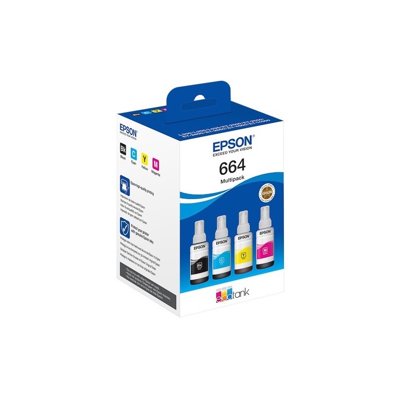 multipack 4 Cartouches d'Encre EPSON pour EcoTank ET-14000/ ET-2500/ L100 ...(N°664)
