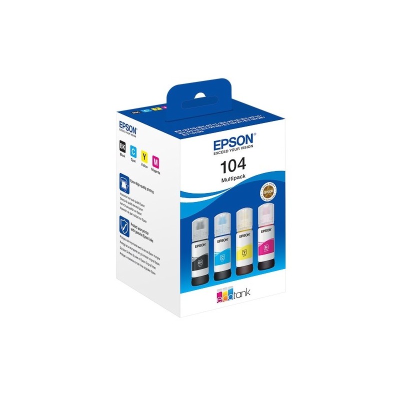 Multipack 4 Cartouches d'encre Epson pour EcoTank ET2710... (N°104)