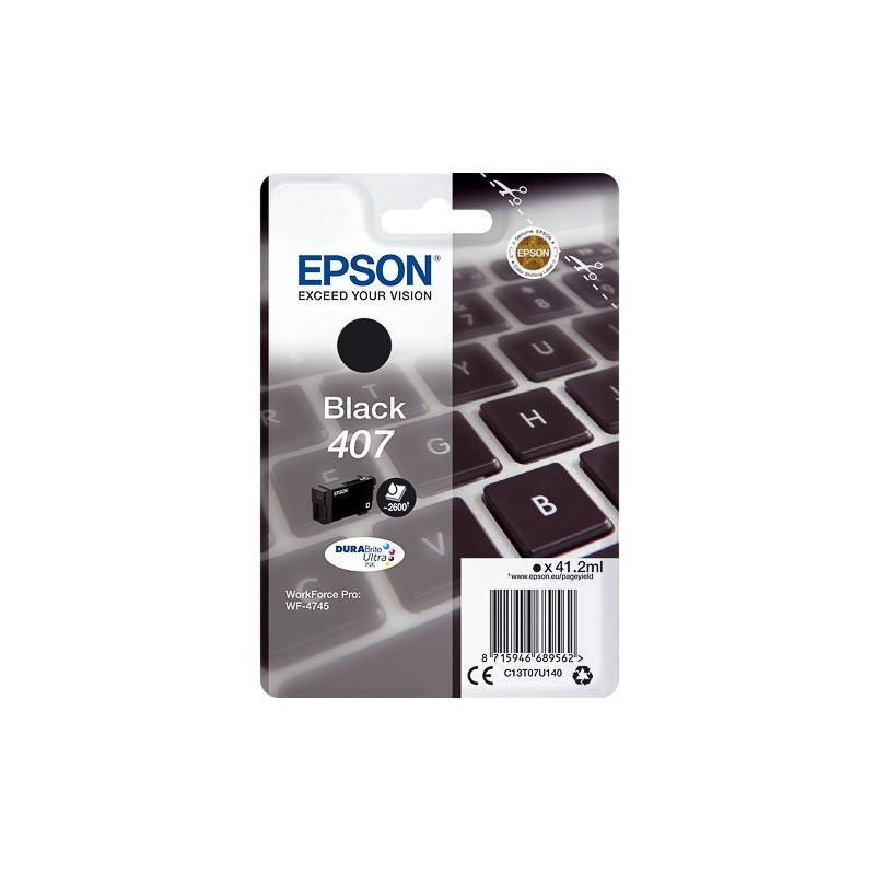 Cartouche d'encre Noire Haute capacité Epson pour WorkForce Pro 4745DTWF .. (n°407)