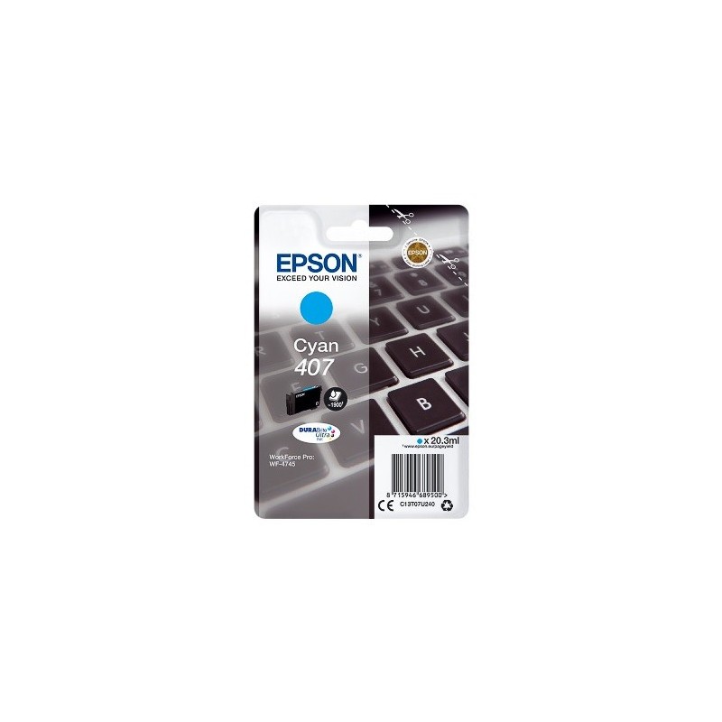Cartouche d'encre Cyan Haute capacité Epson pour WorkForce Pro 4745DTWF .. (n°407)
