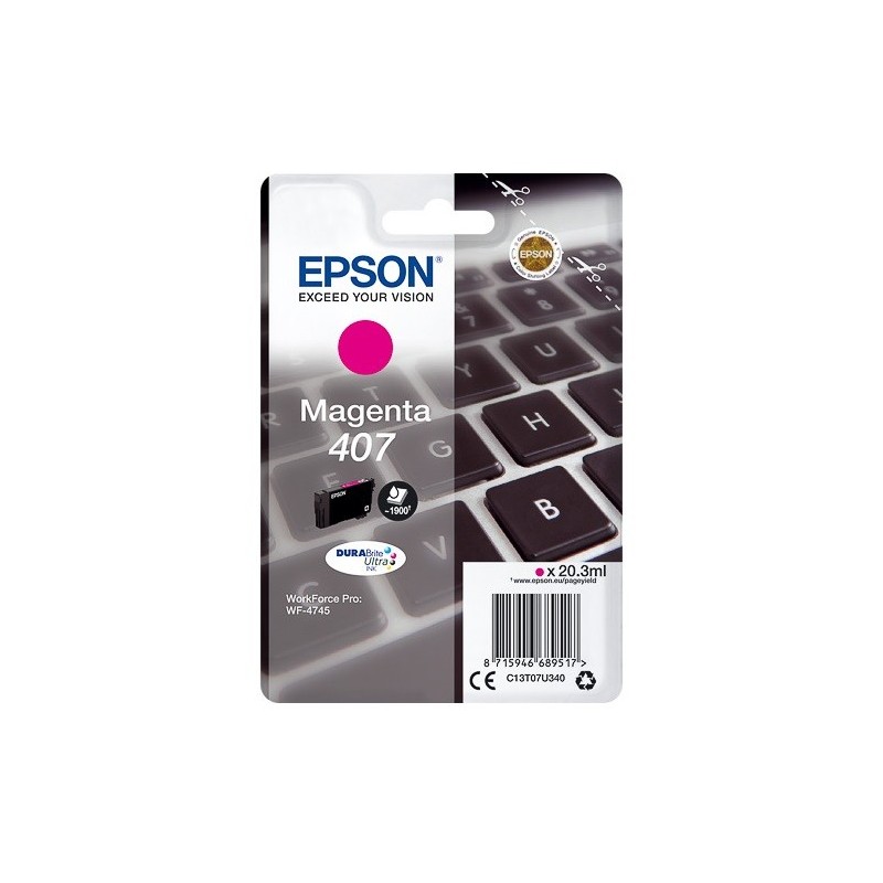 Cartouche d'encre Magenta Haute capacité Epson pour WorkForce Pro 4745DTWF .. (n°407)