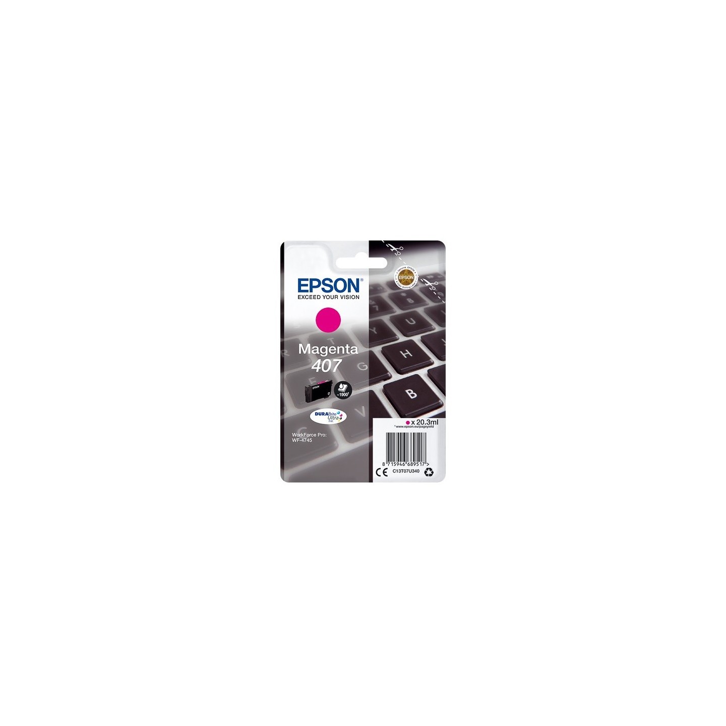 Cartouche d'encre Magenta Haute capacité Epson pour WorkForce Pro 4745DTWF .. (n°407)