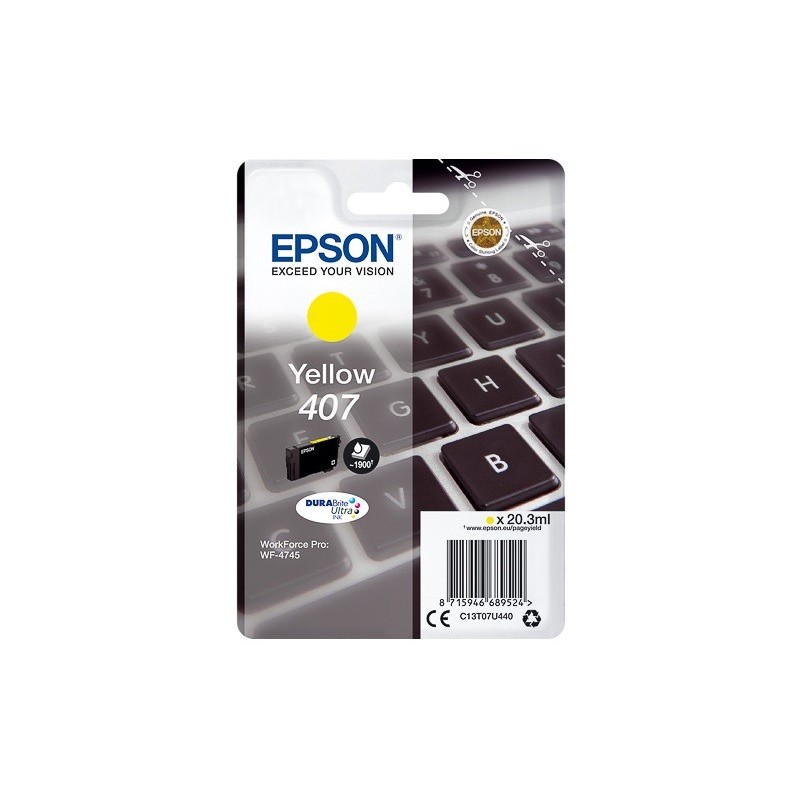 Cartouche d'encre Jaune Haute capacité Epson pour WorkForce Pro 4745DTWF .. (n°407)