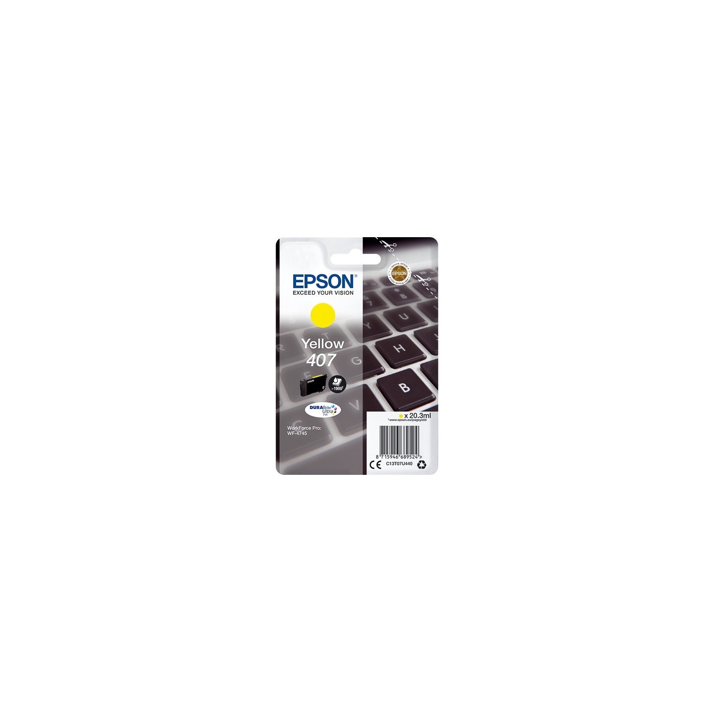 Cartouche d'encre Jaune Haute capacité Epson pour WorkForce Pro 4745DTWF .. (n°407)