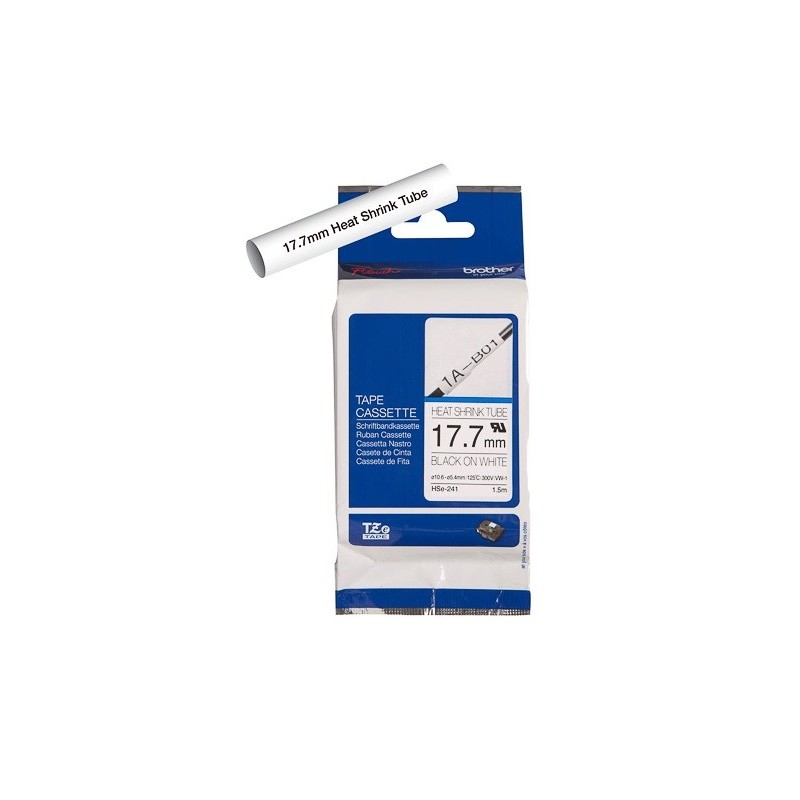 Cartouche à ruban pour gaine thermorétractable Brother HSe-241 – Noir sur blanc, 17,7 mm 