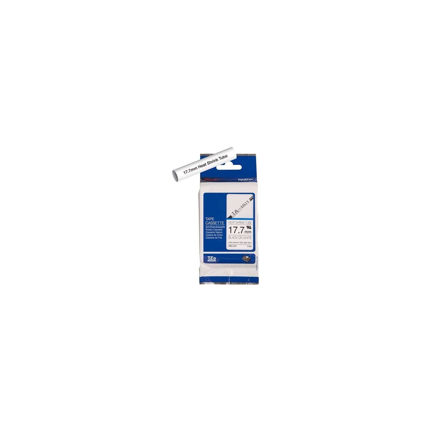 Cartouche à ruban pour gaine thermorétractable Brother HSe-241 – Noir sur blanc, 17,7 mm 