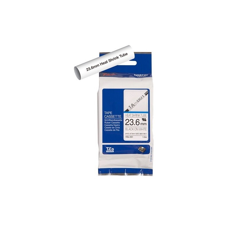 Cartouche à ruban pour gaine thermorétractable Brother HSe-251 – Noir sur blanc, 23,6 mm 