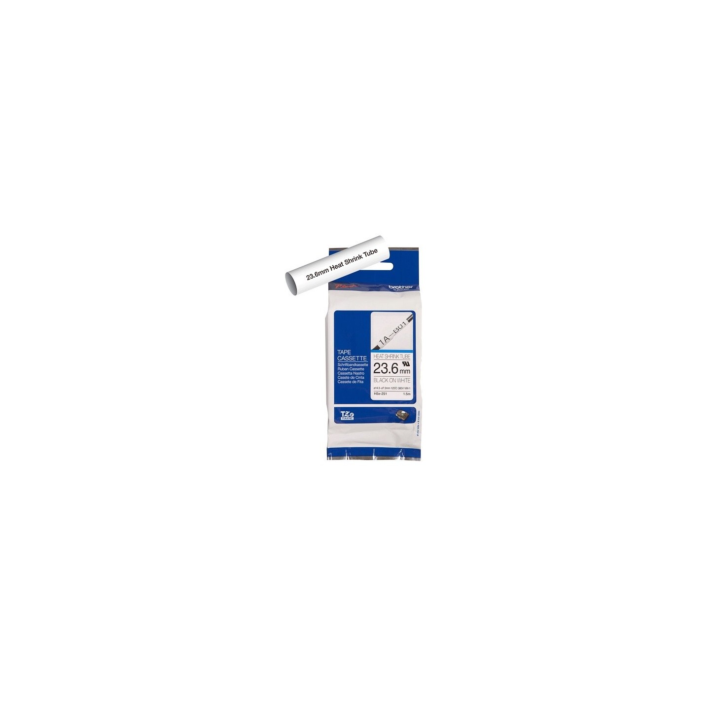 Cartouche à ruban pour gaine thermorétractable Brother HSe-251 – Noir sur blanc, 23,6 mm 