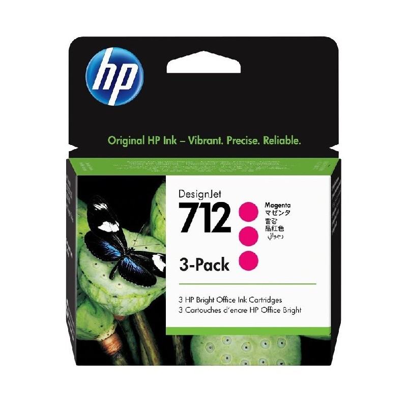 Pack 3 Cartouches Magenta HP pour Designjet T230, T250,T630, T650 ... (HP712)