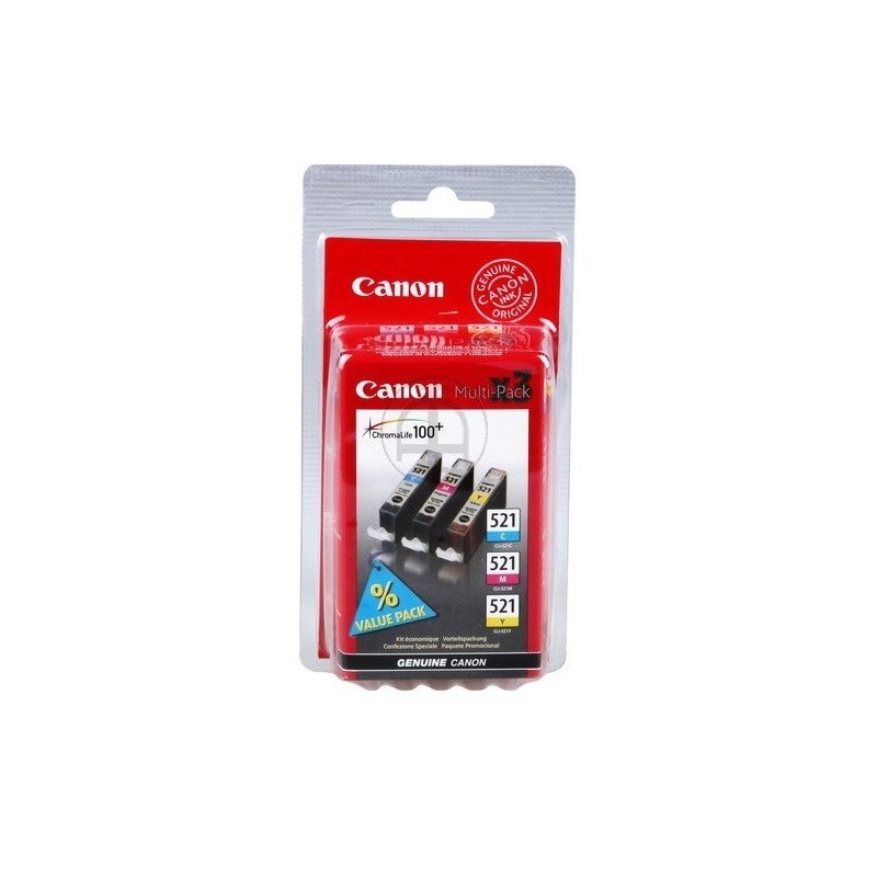 Pack d'encre 3 couleurs Canon pour Pixma ip3600 / mp540...CLI-521CMY (2934B010), Toner Express : achat en ligne de Pack d'encre 