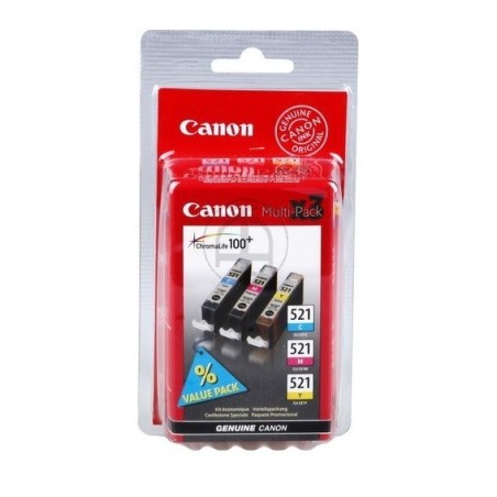Pack d'encre 3 couleurs Canon pour Pixma ip3600 / mp540...CLI-521CMY (2934B010), Toner Express : achat en ligne de Pack d'encre 