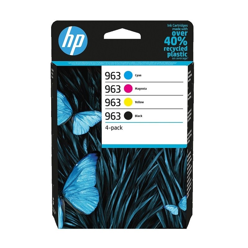 Pack 4 encres HP : 3 Encres (C, M, Y - 700 pages) + 1 encre noir (1 000 pages) pour  officejet Pro (N°963)