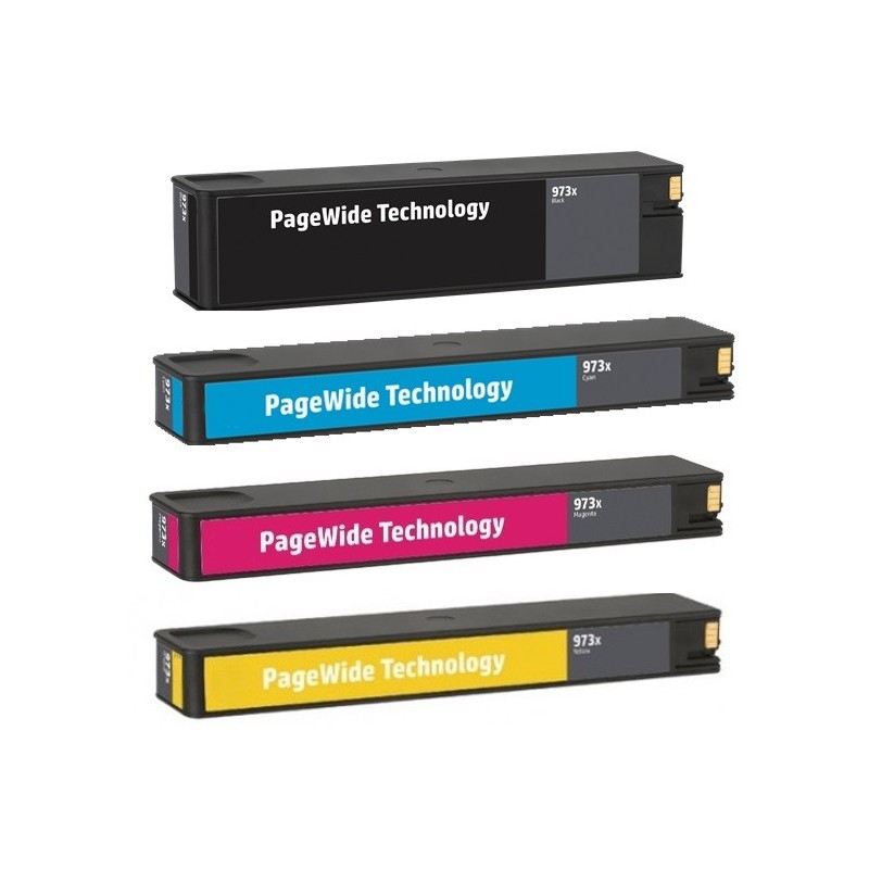 Pack 4 Cartouches jet d'encre Haute Capacité Générique pour HP PageWide : Pro 452dw / 477dw ....(N°973X)