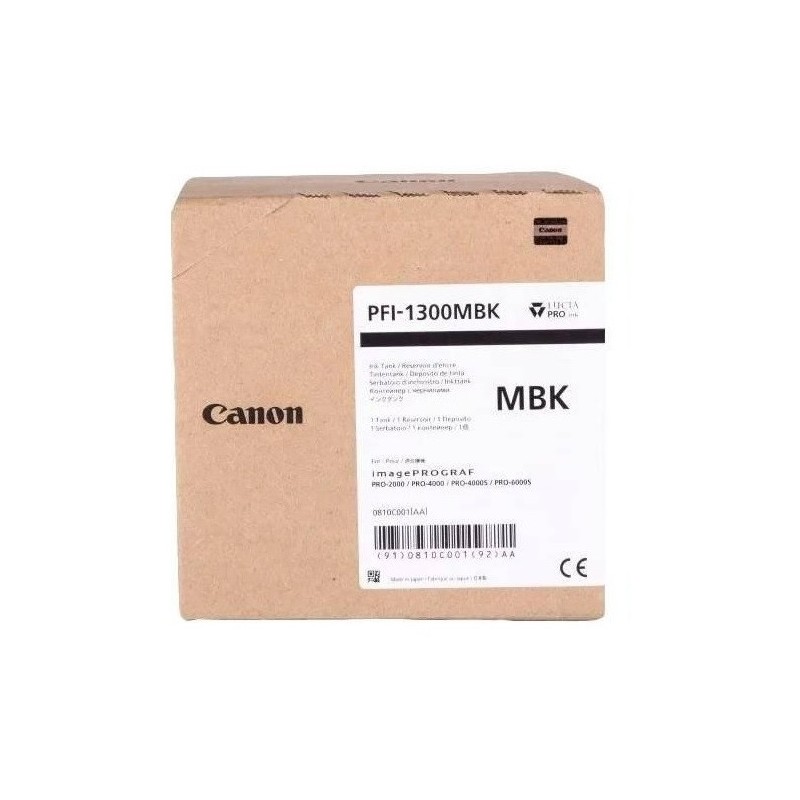 Cartouche Jet d'encre Noir Matt  CANON (330ml) pour ImagePrograf PRO (PFI1300MBK)