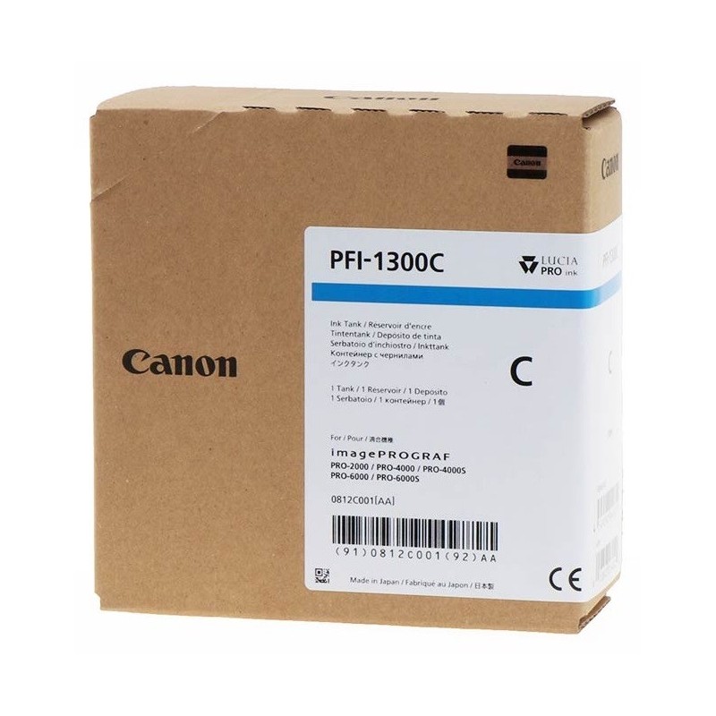 Cartouche Jet d'encre Cyan CANON (330ml) pour ImagePrograf PRO (PFI1300C)