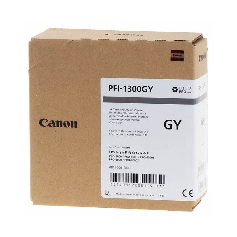 Cartouche Jet d'encre Gris CANON (330ml) pour ImagePrograf PRO (PFI1300GY)