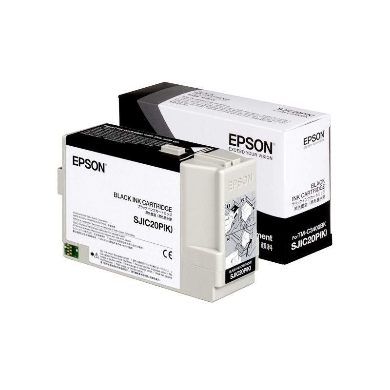 Cartouche d'encre Noir EPSON (78,7 ml) pour Imprimante TM-C3400 (SJIC20PK)