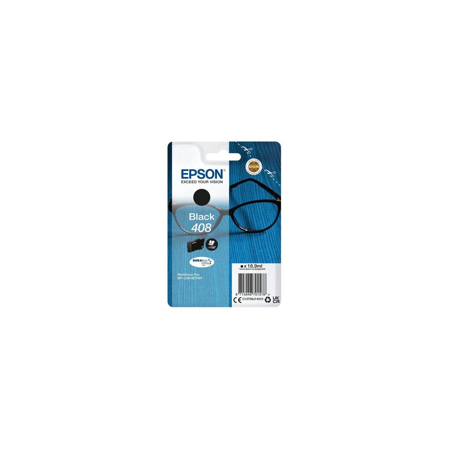 Cartouche d'encre noire Epson pour WorkForce Pro WF-C4810, ... (408)