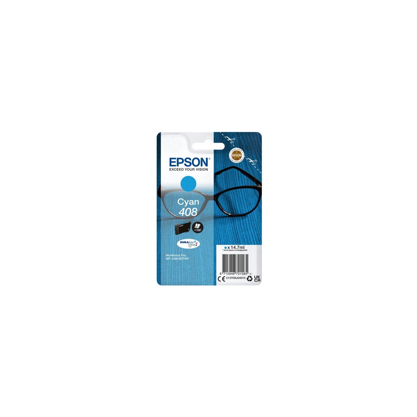Cartouche d'encre Cyan Epson pour WorkForce Pro WF-C4810, ... (408)