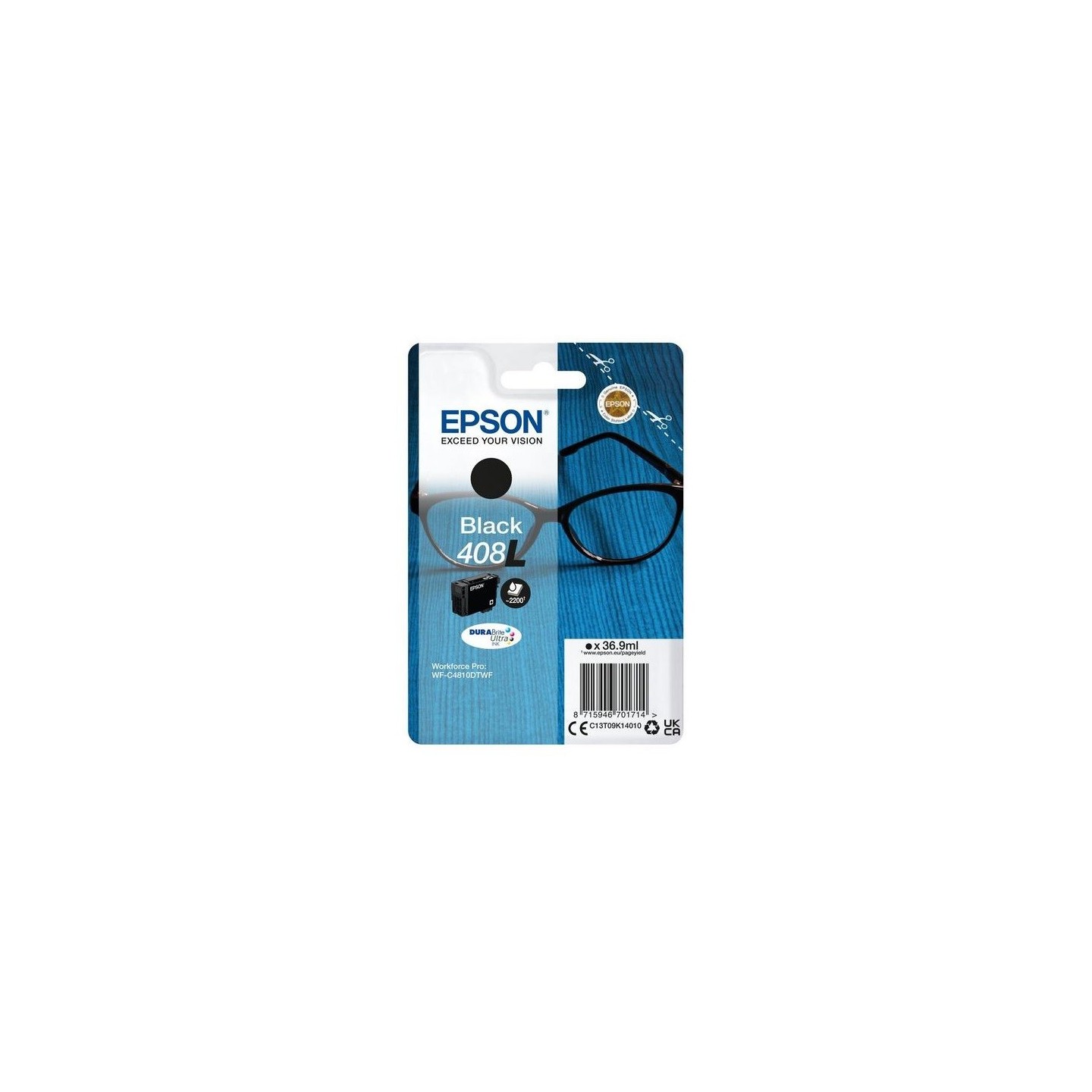 Cartouche d'encre noire Haute Capacité Epson pour WorkForce Pro WF-C4810, ... (408)