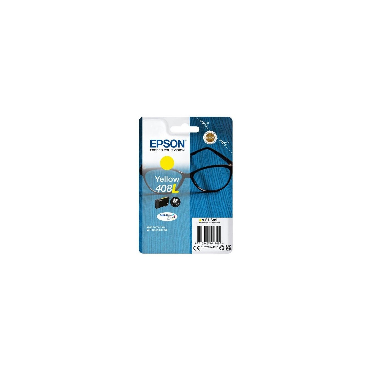Cartouche d'encre Jaune Haute Capacité Epson pour WorkForce Pro WF-C4810, ... (408L)