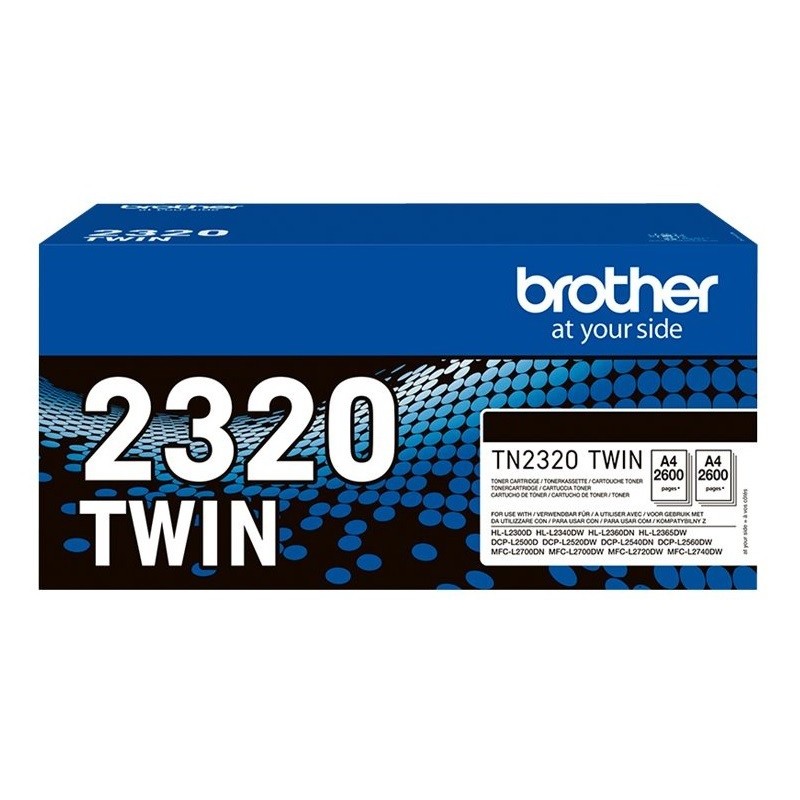 Pack 2 Cartouches toner Brother Noir pour HL L2300D / HL-L2340DW, TN-2320TWIN